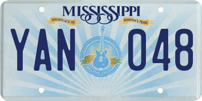 MS license plate YAN048