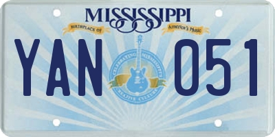 MS license plate YAN051