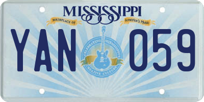 MS license plate YAN059