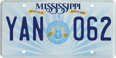 MS license plate YAN062