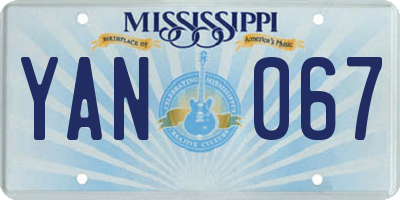 MS license plate YAN067