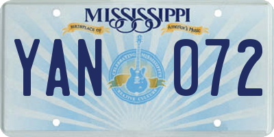 MS license plate YAN072