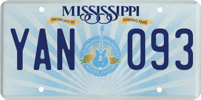 MS license plate YAN093