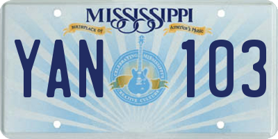 MS license plate YAN103