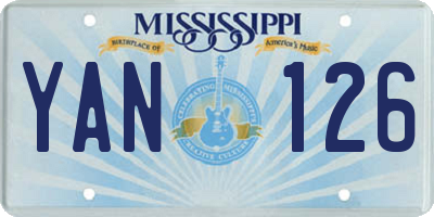 MS license plate YAN126