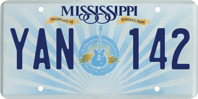 MS license plate YAN142