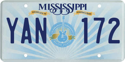 MS license plate YAN172