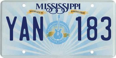 MS license plate YAN183