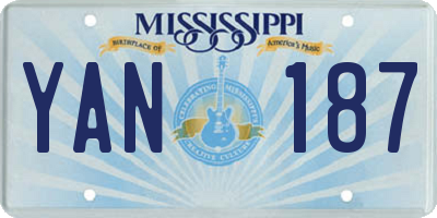 MS license plate YAN187