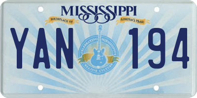 MS license plate YAN194