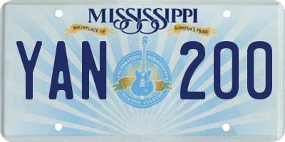 MS license plate YAN200