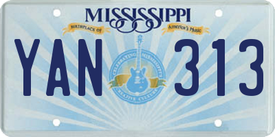 MS license plate YAN313