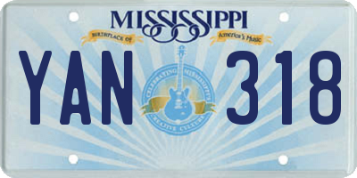 MS license plate YAN318