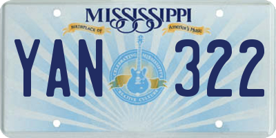 MS license plate YAN322
