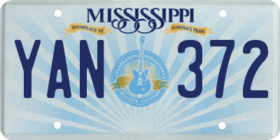 MS license plate YAN372
