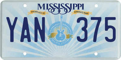 MS license plate YAN375
