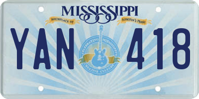 MS license plate YAN418