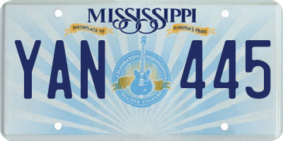 MS license plate YAN445