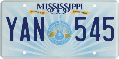 MS license plate YAN545