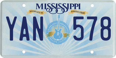 MS license plate YAN578