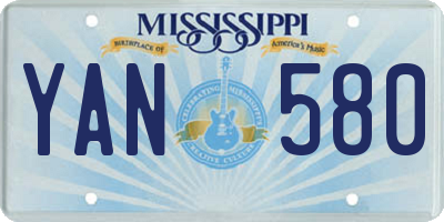MS license plate YAN580
