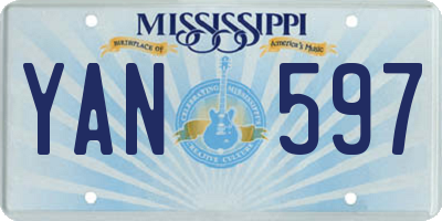MS license plate YAN597