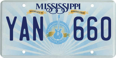 MS license plate YAN660