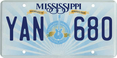 MS license plate YAN680