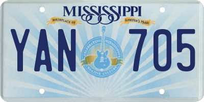 MS license plate YAN705