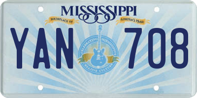 MS license plate YAN708
