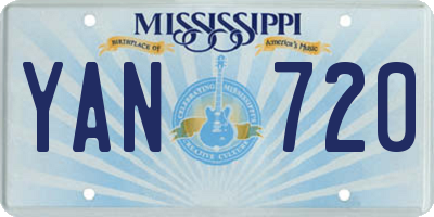 MS license plate YAN720