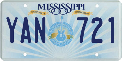 MS license plate YAN721