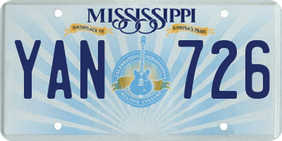 MS license plate YAN726