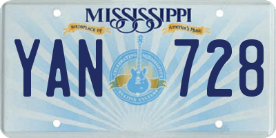MS license plate YAN728