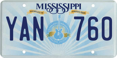 MS license plate YAN760