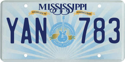 MS license plate YAN783