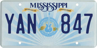 MS license plate YAN847