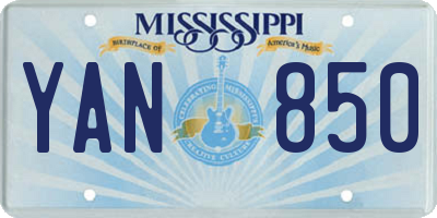 MS license plate YAN850