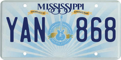 MS license plate YAN868