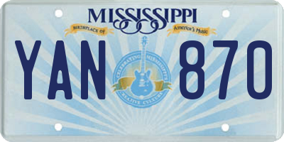 MS license plate YAN870