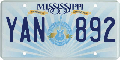 MS license plate YAN892