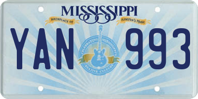 MS license plate YAN993