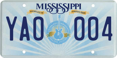 MS license plate YAO004