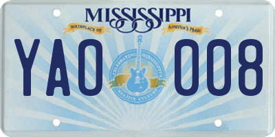 MS license plate YAO008