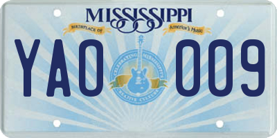 MS license plate YAO009
