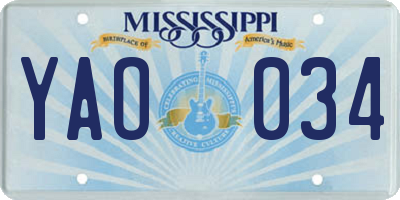 MS license plate YAO034