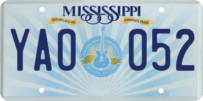 MS license plate YAO052