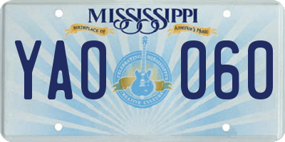 MS license plate YAO060