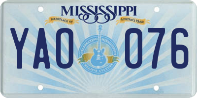MS license plate YAO076