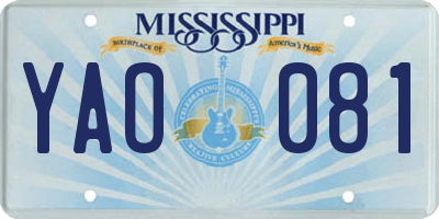 MS license plate YAO081
